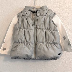 Hudson Baby Gray Vest And A Long Sleeve White T-shirt Set. Size 24 M.